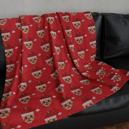 Cute Sloth jul Helgdag Red Fleece Blanket