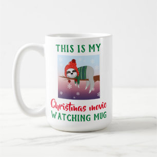 Cute Sloth jul Movie Watching Kaffemugg
