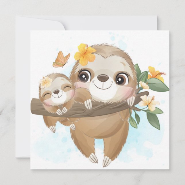 Cute Sloth Julkort (Framsida)