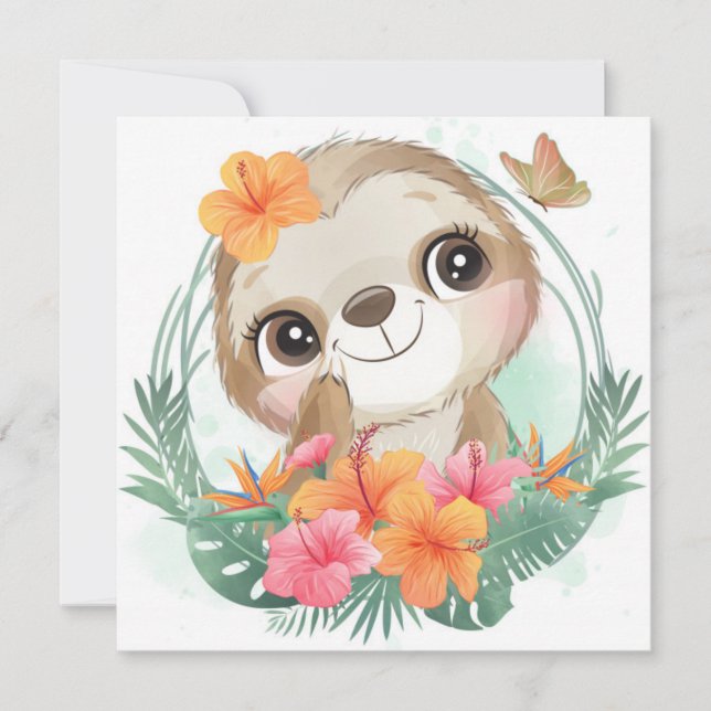 Cute Sloth Julkort (Framsida)