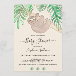 Cute Sloth Jungle Baby Shower Inbjudningar