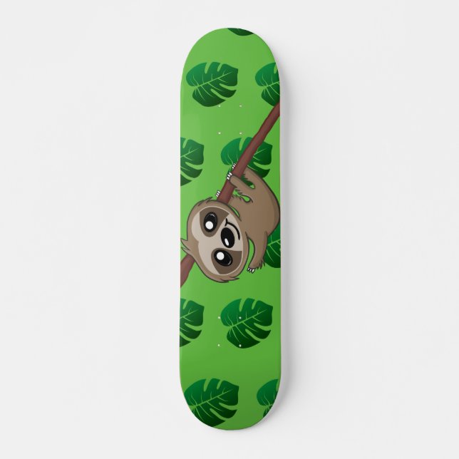 Cute Sloth Jungle Grönt Tecknad Rainforest Animal Mini Skateboard Bräda 18,5 Cm (Framsida)