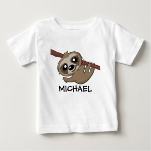 Cute Sloth Jungle Tecknad Safari Rainforest Namn T Shirt