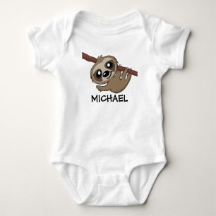 Cute Sloth Jungle Tecknad Safari Rainforest Namn T Shirt