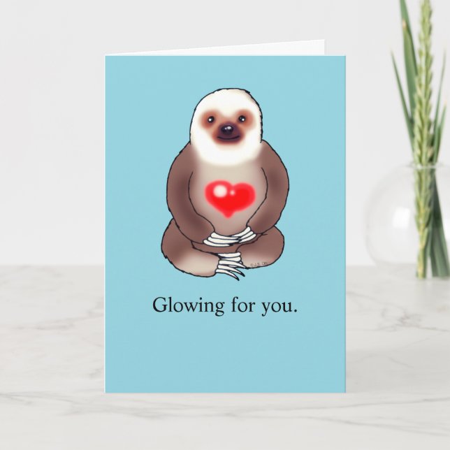 Cute Sloth Kärlek Card med hjärta Kort (Framsida)