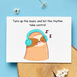 Cute Sloth Kärlek Music Vykort