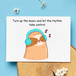 Cute Sloth Kärlek Music Vykort