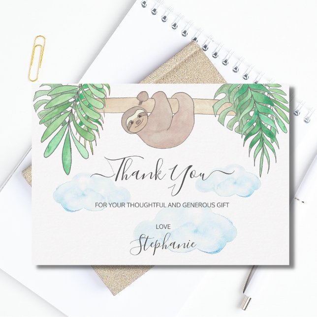 Cute Sloth Kön Neutral Baby Shower Tack (Skapare uppladdad)