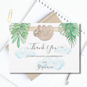 Cute Sloth Kön Neutral Baby Shower Tack Kort