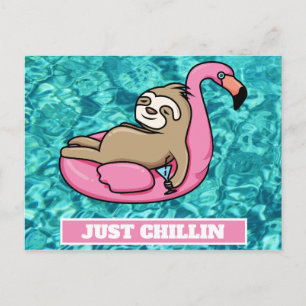 Cute Sloth Lazy Summer Funny Bara Chillin Vykort