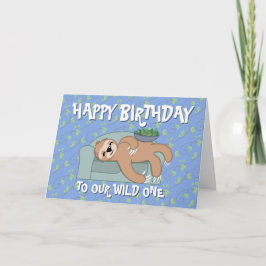 Cute Sloth Lazy Tropical Jungle Animal Birthday Kort