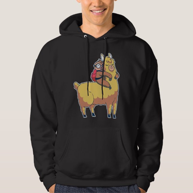 Cute Sloth Llama 90 Hoodie (Framsida)