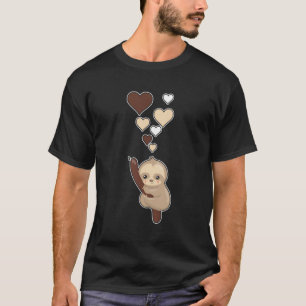 Cute Sloth med Hearts i Kärlek Slots T Shirt