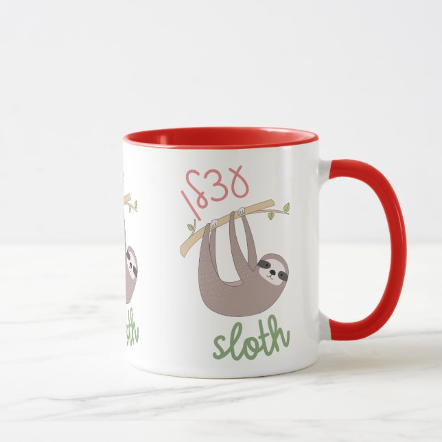 Cute Sloth med Hebrew för judiska barn Mugg (Höger)