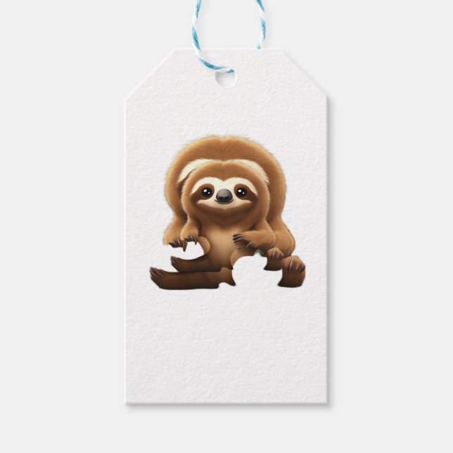 Cute Sloth med Pumpkin Halloween Tecknad Vector I Presentetikett (Framsidan)