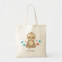 Cute Sloth Meditation Yoga Sitta Illustration Tygkasse