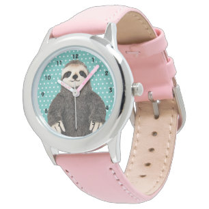 Cute Sloth Mönster Animal Barn Rosa Armbandsur
