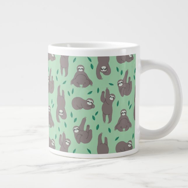 Cute Sloth Mönster Jumbo Mugg (Höger)