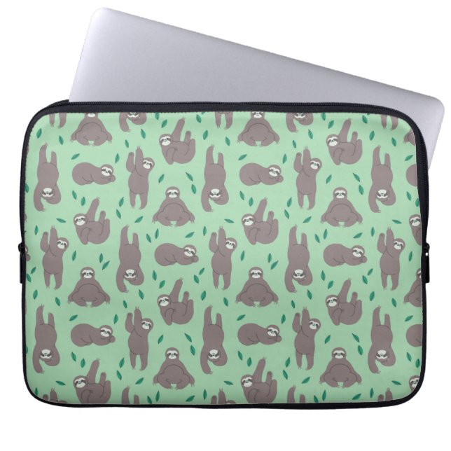 Cute Sloth Mönster Laptop Fodral (Framsidan)