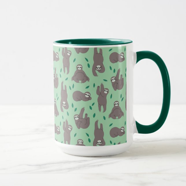 Cute Sloth Mönster Mugg (Höger)