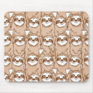 Cute Sloth Mönster Musmatta