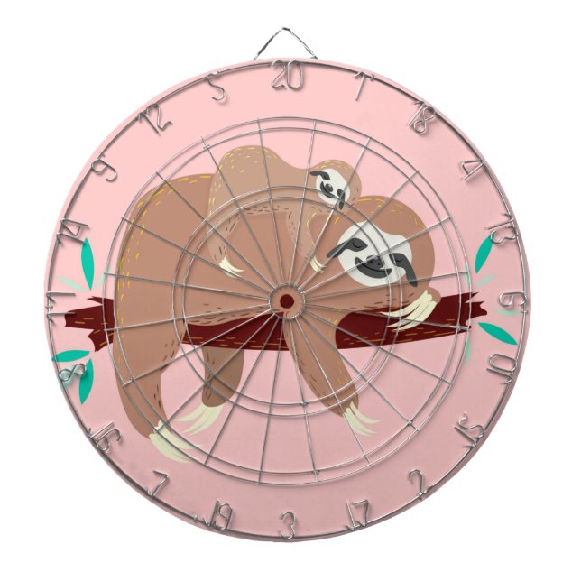 Cute Sloth morsa med baby Darttavla (Framsidan)