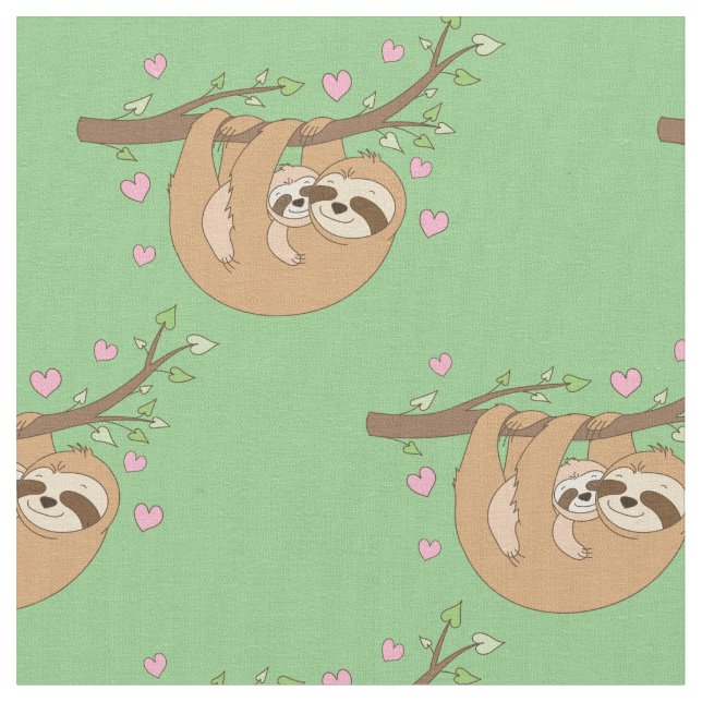 Cute Sloth Nursery Decor Baby Tyg (Närbild)