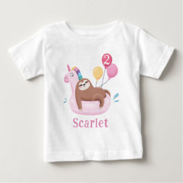Cute Sloth och Unicorn Birthday T-Shirt
