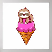 Cute Sloth on Ice Cream Cone