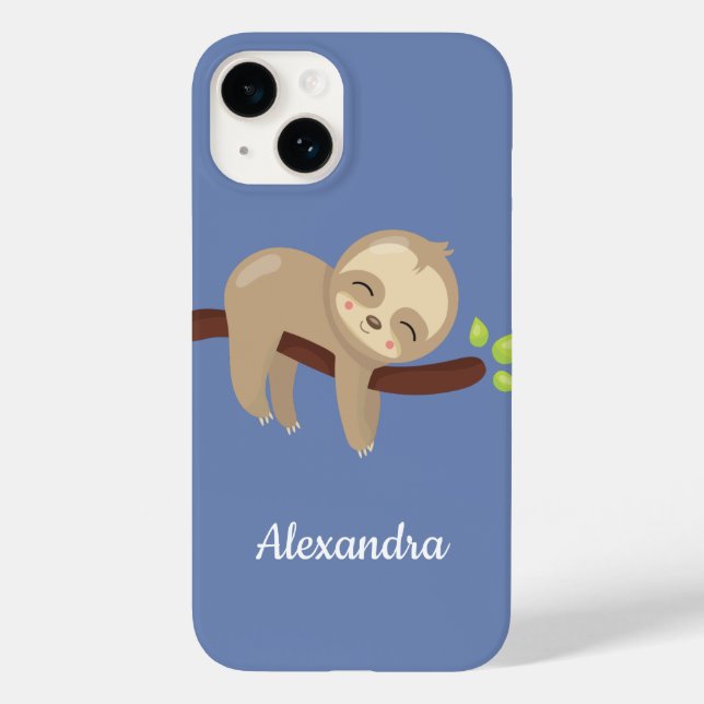 Cute Sloth on Träd Animal Illustration (Baksida)