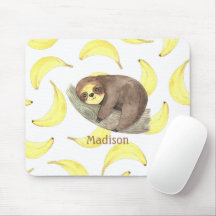 Cute Sloth på en Gren Bananas Animal Namn