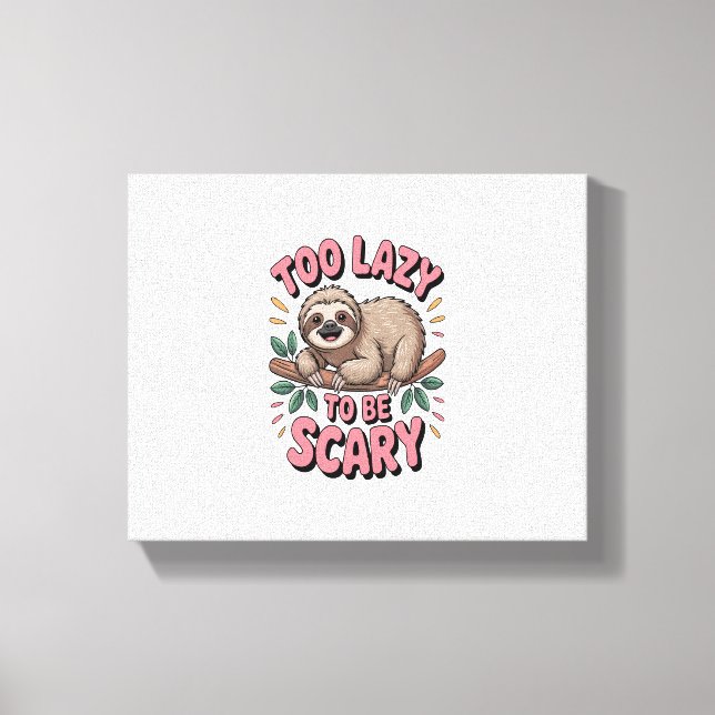 Cute Sloth på Gren med lekfull Canvastryck (Framsida)