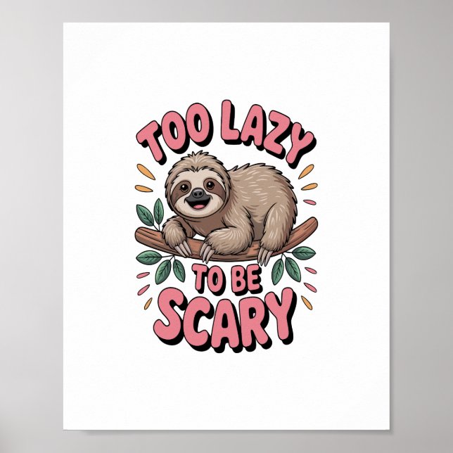 Cute Sloth på Gren med lekfull Poster (Framsidan)