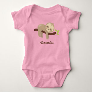 Cute Sloth på Träd Kawaii Animal Illustration T Shirt