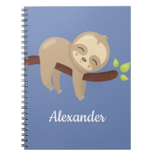 Cute Sloth på Träd på Blue Anteckningsbok