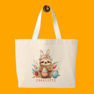 Cute Sloth Påskhare Rabbit Eggs Namn Jumbo Tygkasse