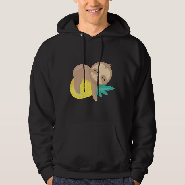 Cute Sloth Pineapple Hoodie (Framsida)