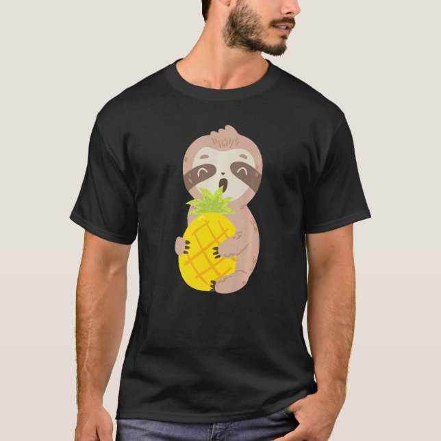 Cute Sloth Pineapple  Tropical Fruit Food T Shirt (Framsida)