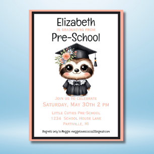 Cute Sloth Preschool Kids Studentfest Inbjudningar