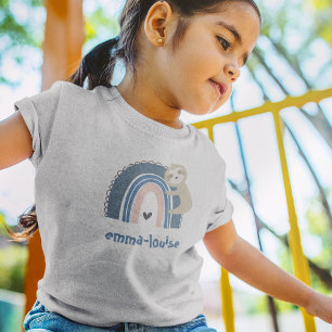 Cute Sloth Rainbow Namn Barn T Shirt