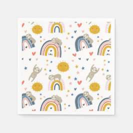 Cute Sloth Rainbow Pappersservett