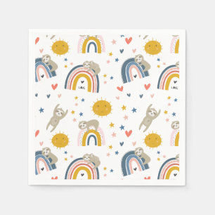 Cute Sloth Rainbow Pappersservett