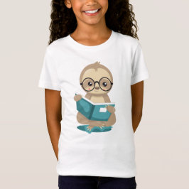Cute Sloth Reader School Bok Älskare med glasögon T Shirt
