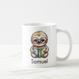 Cute Sloth Reading a Book Custom Kaffemugg