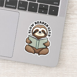 Cute Sloth Reading Bok Klistermärken