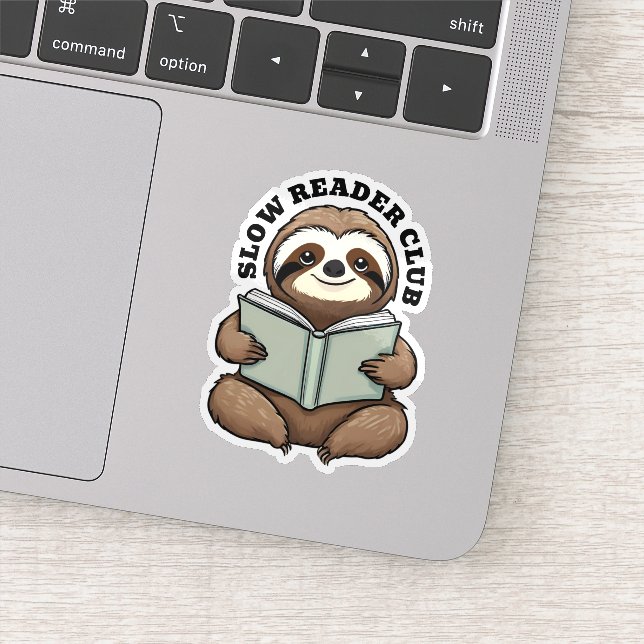 Cute Sloth Reading Bok Klistermärken (Detalj)
