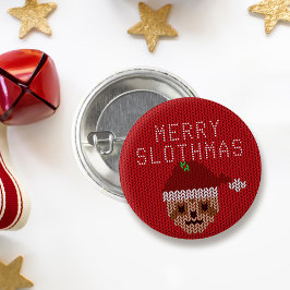 Cute Sloth Red Merry Slothmas julknapp Knapp