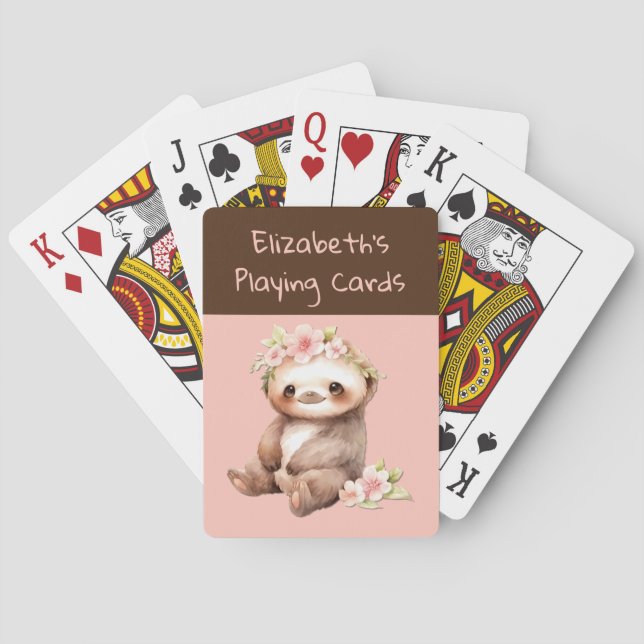 Cute Sloth rosa Bruna killingar Casinokort (Baksidan)