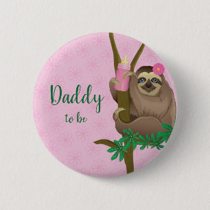 Cute Sloth  Rosa pappa som ska bli babystötare Knapp