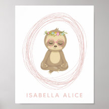 Cute Sloth Rosa Zen Yoga Lotus Art Personlig